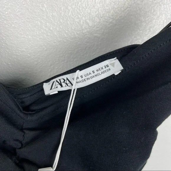 NWT ZARA Black Ruched Bodysuit Size Small - Picture 7 of 8